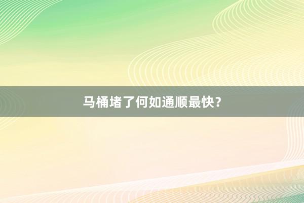 马桶堵了何如通顺最快？